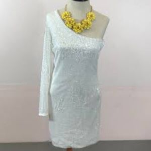 Charlotte Russe off shoulder sequined white dress